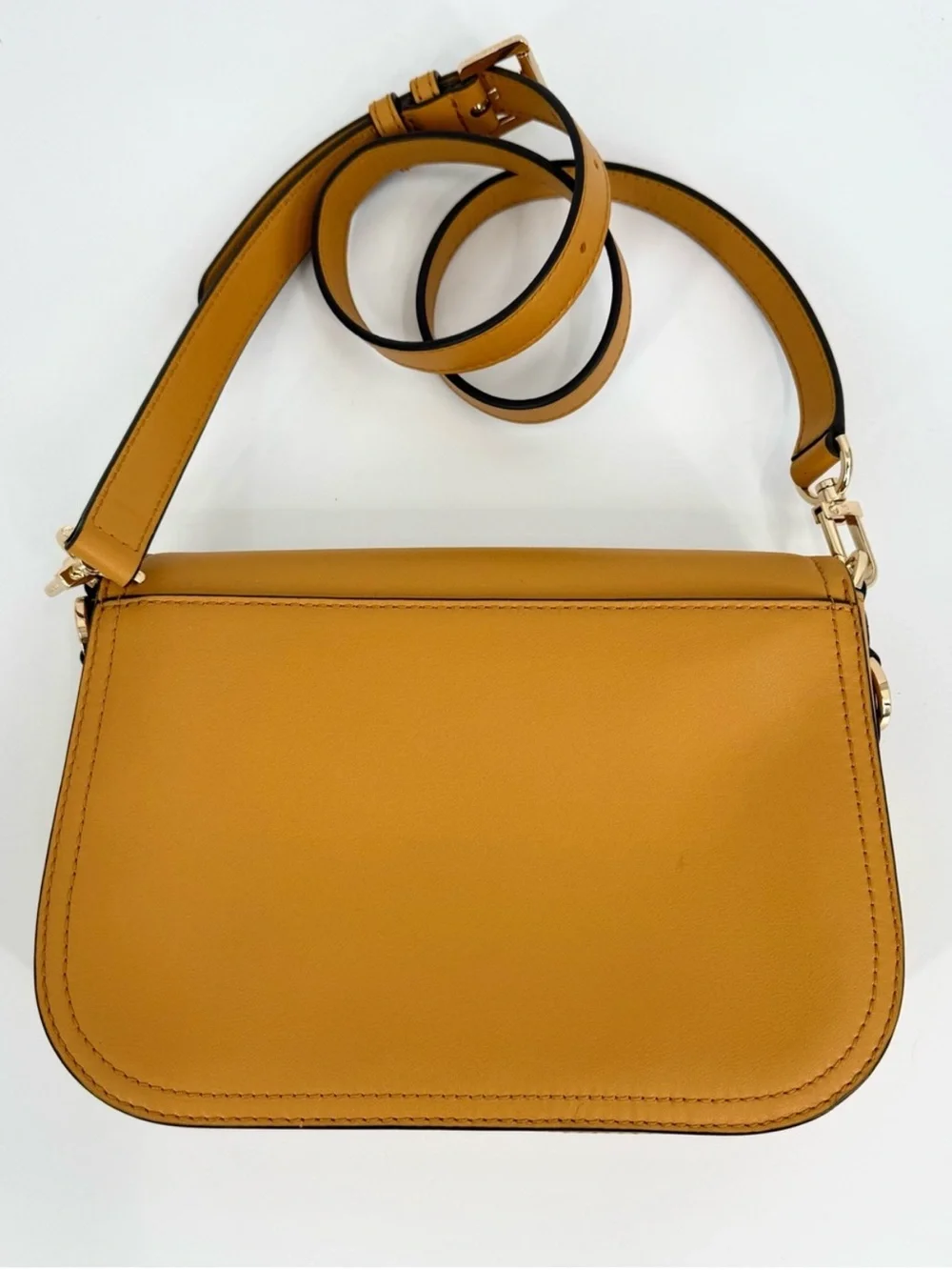 Michael Kors Parker Empire Logo Leather Shoulder Purse Bag, Marigold Yellow